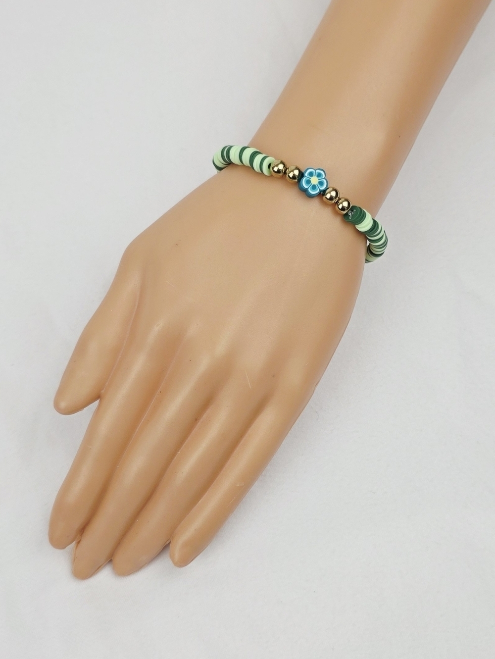 Handmade Clay Bead Flower Bracelet